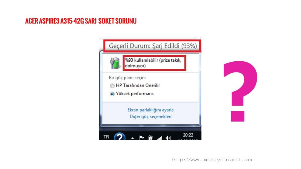 ACER ASPİRE3 A315-42G ŞARJ SOKETİ , ŞARJ GİRİŞ YERİ TAMİRİ